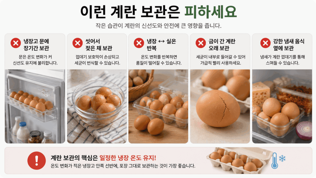 이런 계란 보관은 피하세요